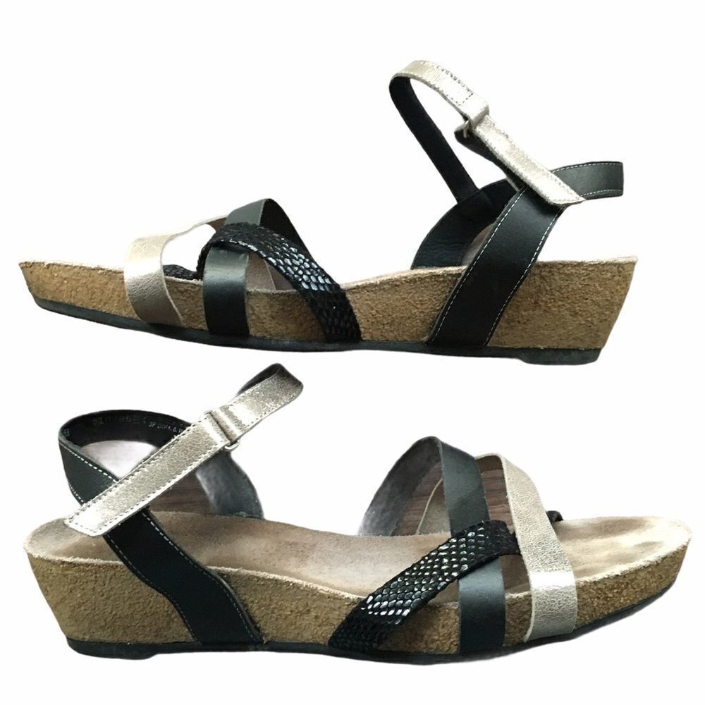 MUNRO Cork Wedge Strappy Summer Sandals 11